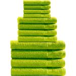 Handtuchset 12-teilig - 4 Gäste-, 4 Hand- & 4 Badetücher apfelgrün - 100% Bau...