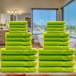 Handtuchset 24-teilig apfelgrün - 8x Gäste-, Hand-, Badetücher - 100% Baumwol...