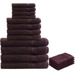 16-tlg. Frottee Handtuch-Set braun - 4x Gäste-, 4x Hand-, 4x Bade-, 4x Waschl...
