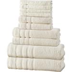 12-teiliges Handtuchset Natur aus 50% Bambus & 50% Baumwolle – 4 Gästehandtüc...