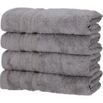 4er-Set Handtücher 50x100 cm grau - Luxuriöses Bambus & Baumwolle 450 g/m² - ...