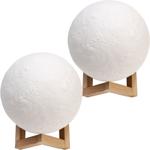 2er-Set Beeindruckende 3D Mond Dekorations- Lampe mit Holzständer, Touch-& Fe...