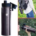 Trinkflasche 540ml Edelstahl Metallic-Dunkelgrau - Robust für Sport & Unterwe...