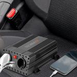 600/1200W Kfz-Wechselrichter 12V auf 230V – 2 Steckdosen & 2 USB-Ladeports, S...
