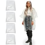 4er-Set Notfall Regenponcho - transparent mit Kapuze & Ärmeln, ca. 120cm - ul...