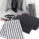 3er Mikrofaser Geschirrtücher Set - schwarz uni & gestreift - streifenfrei, s...