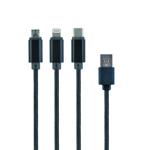 3in1 USB-Ladekabel - Lightning, Micro-USB & USB Typ C, 100 cm, geflochtene Ny...