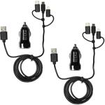 2er-Set 3in1 Kfz-Ladegerät - Lädt Smartphones, Tablets - USB-C, Micro-USB, Li...