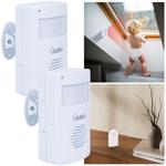 2er-Set Kabelloser Funk-Bewegungsmelder mit Klingel, PIR-Sensor, 8m Reichweit...