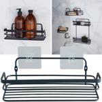 Duschkorb aus Metall schwarz - Selbstklebend ohne Bohren für Badezimmer - Max...