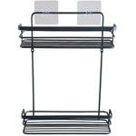Duschkorb Metall 2 Etagen schwarz - selbstklebend ohne Bohren für Shampoo & D...