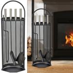 4-teiliges Kaminbesteck, schwarz, inkl. Ständer – Komplette Kamingarnitur mit...