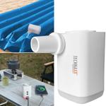 Kompakte Akku-Luftpumpe mit LED: weiss, 5 Düsen – schnell aufpumpen, flexible...