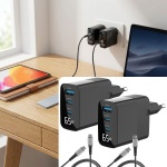 2er Set USB Ladegerät inkl. Ladekabel USB-C auf USB-C, 65 Watt, 2 USB-C Ports...