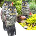 2er-Set Vogelabwehr Eule - Lebensechtes Design & beweglicher Kopf schreckt Ta...