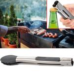 Edelstahl Grill- und Servierzange 34cm: Silikon-Greifer, Verriegelung & Flasc...