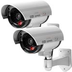 2er-Set Realistische Überwachungskamera Attrappe: Signal-LED, Dummy, Grau, 17...