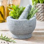 XL Granit Mörser mit Stössel - Zum Zerkleinern & Zermahlen von Gewürzen, Kräu...