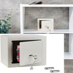 Robuster Möbeltresor in Weiss, 23 x 17 x 17 cm mit 2 Schlüsseln – Diskret, Ko...