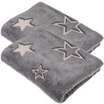 2er Gemütliche Fleece-Decke mit Leuchtsternen: 173x135cm, grau, maschinenwasc...