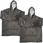 2er-Set XXL Superflauschige Kuscheldecke mit Ärmeln, Kapuze & Bauchtasche, gr...