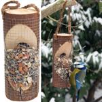 Vogelfuttersäule aus Naturholz - Sicherer Futterplatz für Wildvögel im Garten...
