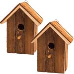 2er-Set Nistkasten & Vogelhaus mit Sitzstange für Finken & Meisen - Wintersch...