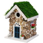 Liebevolle Nisthilfe, Steinhäuschen-Optik, echte Steine & Kunstrasen – Vogelh...