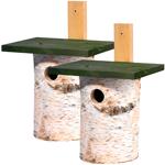 2er-Set Nistkasten aus Birkenholz - ganzjähriger Unterschlupf für kleine Wild...