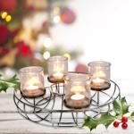 Adventskranz Drahtgeflecht - inkl. 4 Windlichtern aus Glas, Ø 35 cm - Individ...