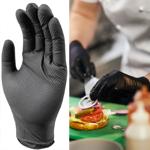 Nitrilkautschuk Handschuhe 50 Stk. schwarz - Grösse M - Diamantenstruktur für...