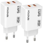 2er-Set Dual USB Schnell-Ladegerät, USB C / USB A, QC 3.0, GaN-Technologie, 4...