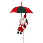 Weihnachtsmann mit Fallschirm - LED-Beleuchtung & Erdspiess - H 30cm - Grün-R...