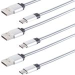 3er-Set Lade- & Datenkabel USB-C-auf-USB-A, silber, 1m