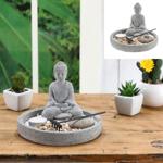 Zen-Garten-Set - 7-teilig mit Buddha-Figur & Teelichthalter - Entspannende Wo...