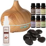 Wellness-Set bestehend aus Duftlampe, 6 Düften, 9 Hot-Stones und Lavendelöl