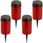 4er-Set Solar LED-Grabkerze Rot - Sicheres Grablicht mit Erdspiess - Umweltfr...