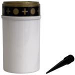 Solar LED-Grabkerze mit Erdspiess – Weiss, flackernd, kein Russ/Wachs – Ø 7x2...