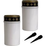 2er-Set Solar LED-Grabkerze mit Erdspiess weiss - Hochwertiges Grablicht ohne...