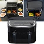 Dual Zone Doppelkorb Heissluft Fritteuse, Air Fryer mit 2 Körben, 9 Liter, 24...
