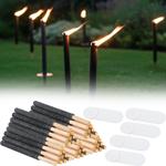 90min Wachsfackeln im 50er MEGA Pack, mit sicherem Handschutz: Holzgriff, sch...