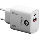 Dual 36Watt USB Ladegerät, 1x USB-C und USB-A, PD- & QC-Netzteil, weiss, GaN ...