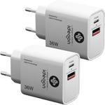 2er-Set Dual 36Watt USB Ladegerät, 1x USB-C und USB-A, PD- & QC-Netzteil, wei...