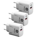 3er-Set Dual 36Watt USB Ladegerät, 1x USB-C und USB-A, PD- & QC-Netzteil, wei...