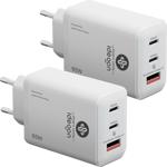 2er-Set USB Ladegerät, 3 Ports, 65Watt, 2x USB-C und 1x USB-A, PD- & QC-Netzt...