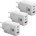 3er-Set USB Ladegerät, 3 Ports, 65Watt, 2x USB-C und 1x USB-A, PD- & QC-Netzt...