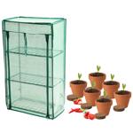 Mini Gewächshaus mit Anzuchtset - Tomate, Erdbeer und Chilis, optimales Klima...