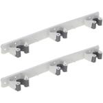 2er-Set Garten-Gerätehalterleiste - 3 Halterungen & 2 Haken für Besen/Werkzeu...