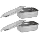 2er-Set Frischhaltedose Edelstahl 750ml - Auslaufsichere Lunchbox mit Clip-De...