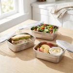3er-Set Frischhaltedose Edelstahl 750ml - Auslaufsichere Lunchbox mit Clip-De...